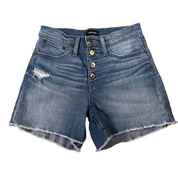 J. Crew ~ Womens High Rise Denim Shorts ~ Exposed Button Fly ~ size 25 - Picture 1 of 10